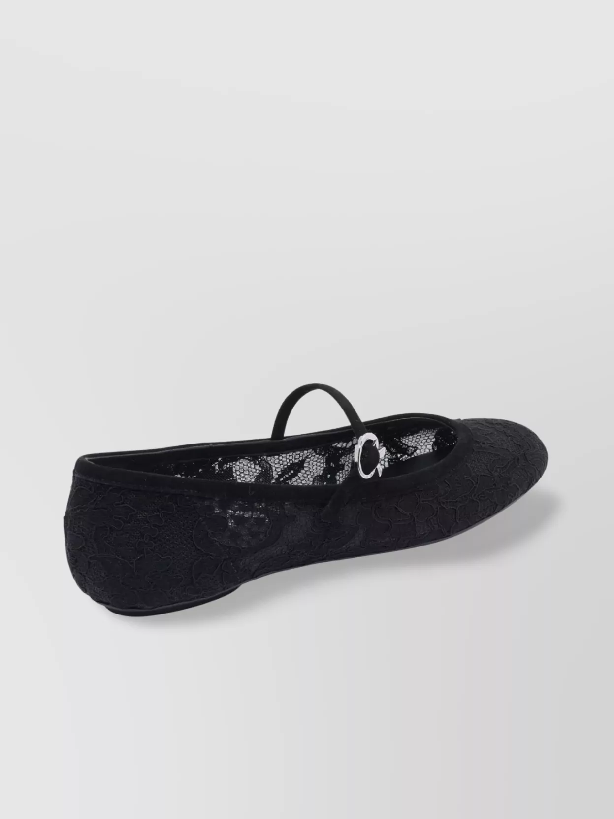 Gianvito Rossi Lace Overlay Mary Jane Ballerina Shoes