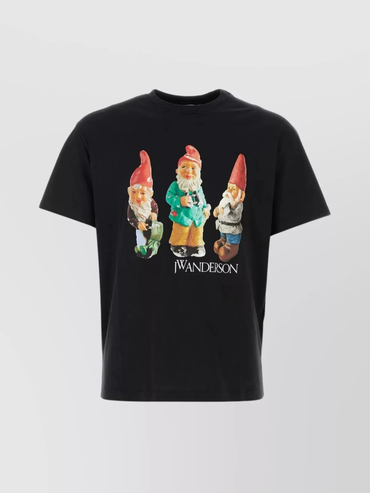 Shop Jw Anderson Gnome Trio Graphic Print Cotton Crew-neck T-shirt In Black