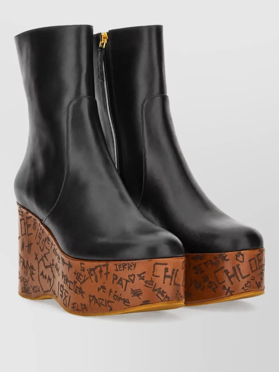Chloé leather wedge ankle boots