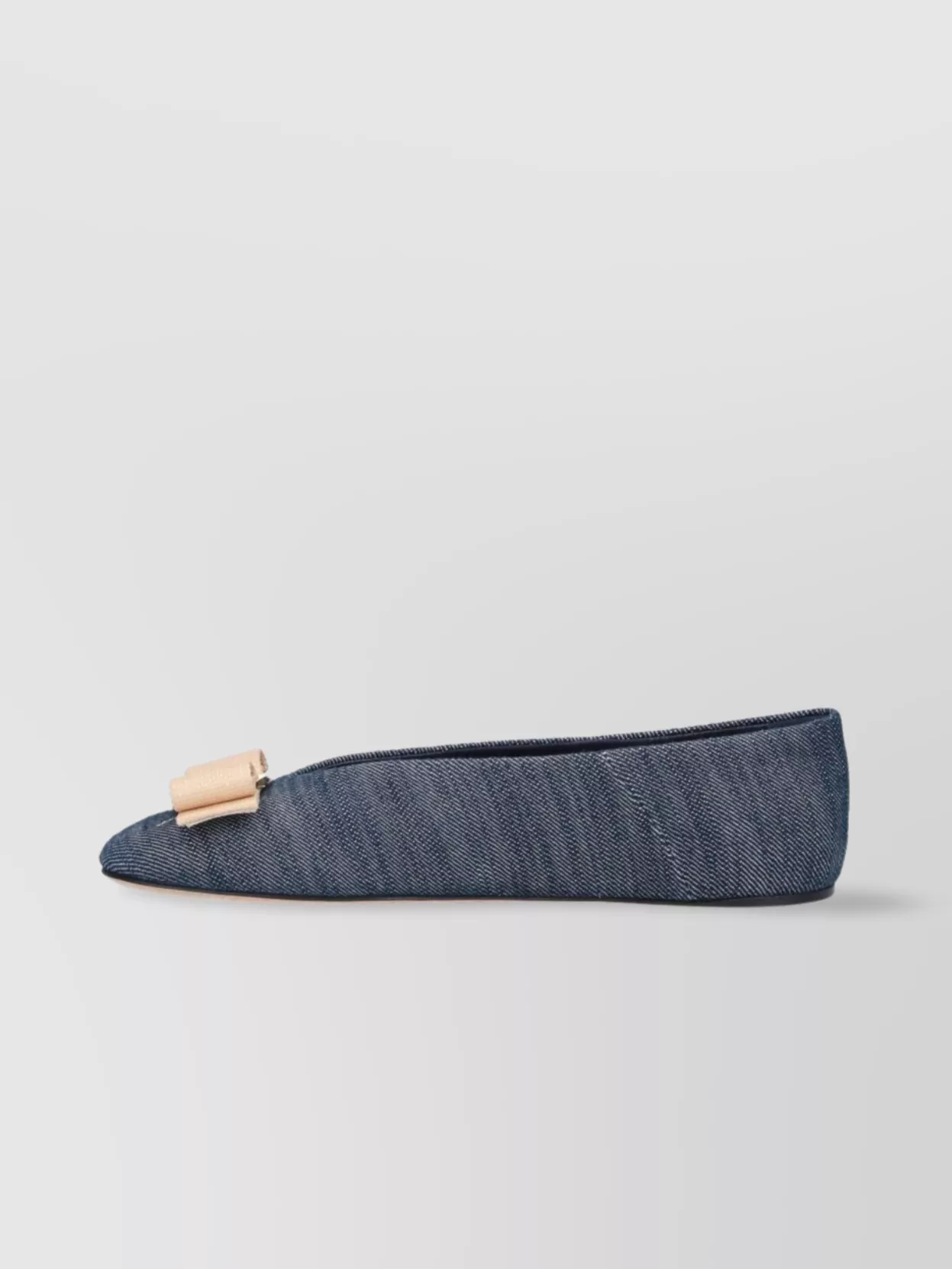 Ferragamo Bow Textured Fabric Ballerina Shoes