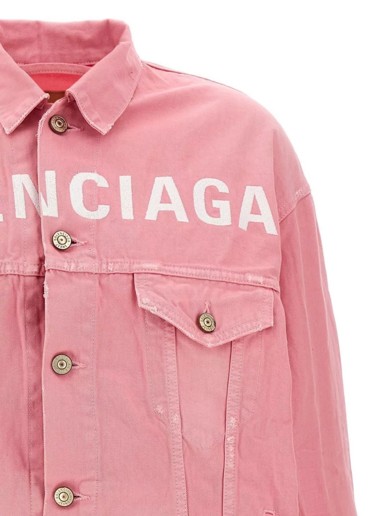 Shop Balenciaga Embroidered Logo Collar Jacket