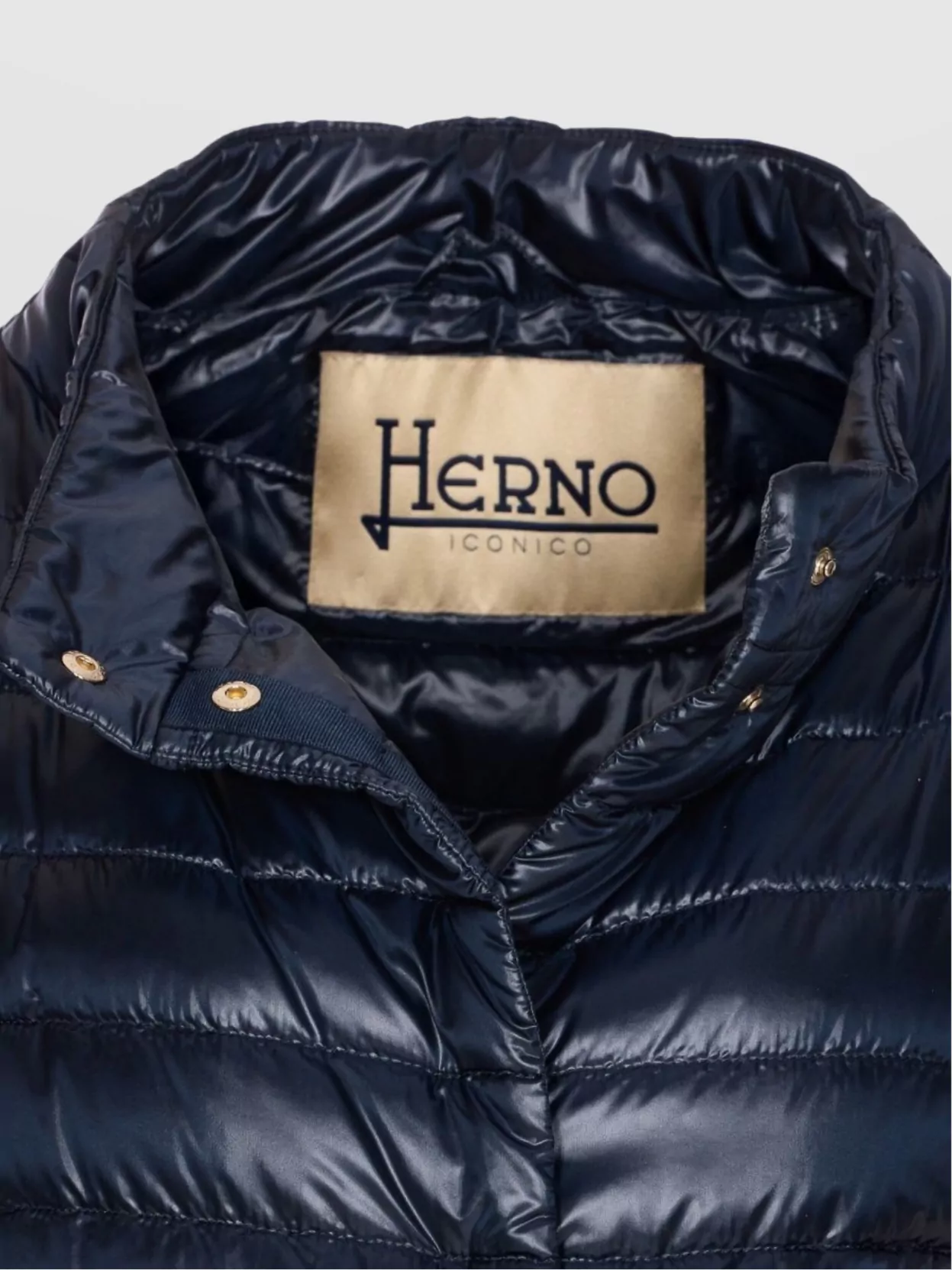 Herno Crewneck Short Sleeves High Collar Lateral Pockets In Blue