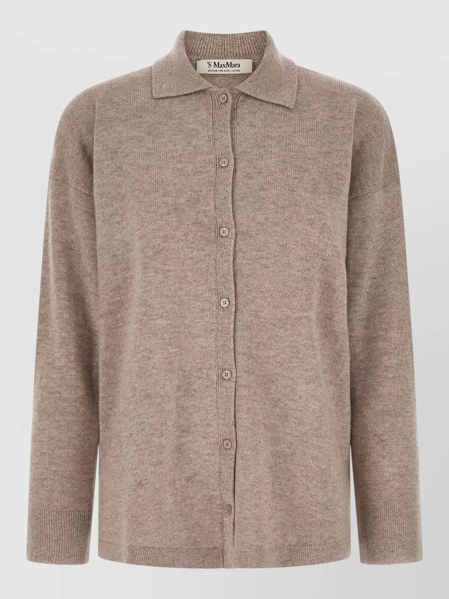 S Max Mara Cashmere wool shirt collar long sleeve cardigan