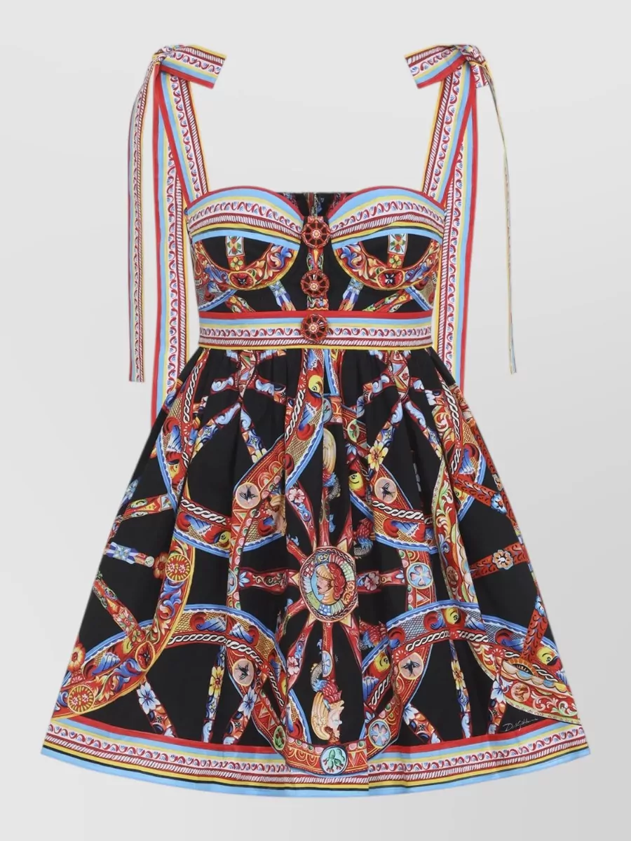 Dolce&Gabbana Cotton Floral Print Mini Dress