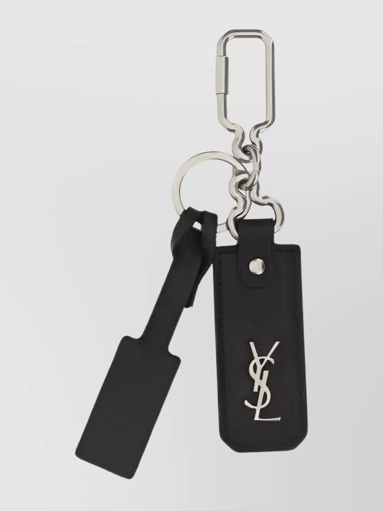 Shop Saint Laurent Leather Strap Key Ring With Metal Hardware