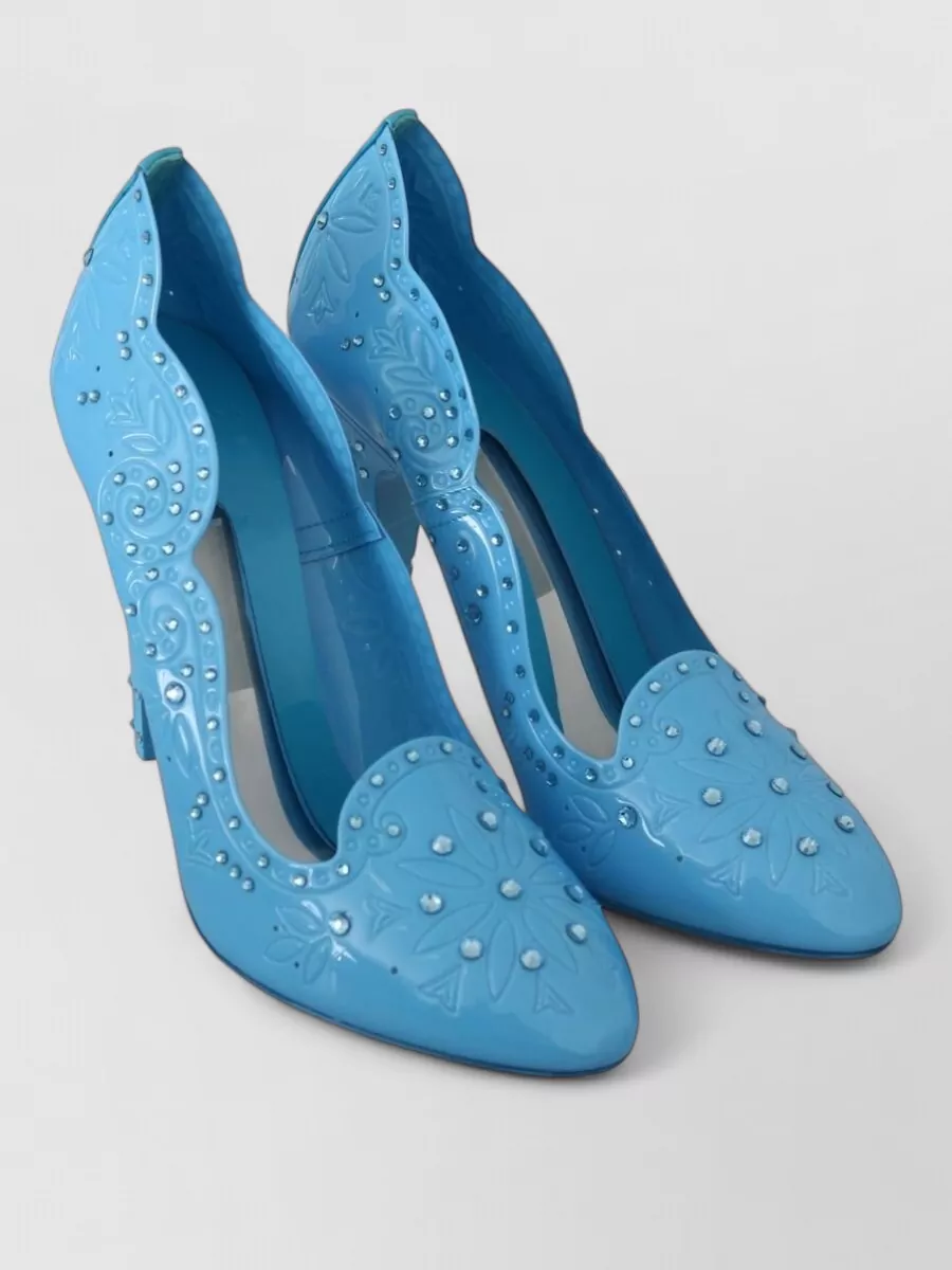 Dolce&Gabbana crystal-embellished floral patent leather pumps