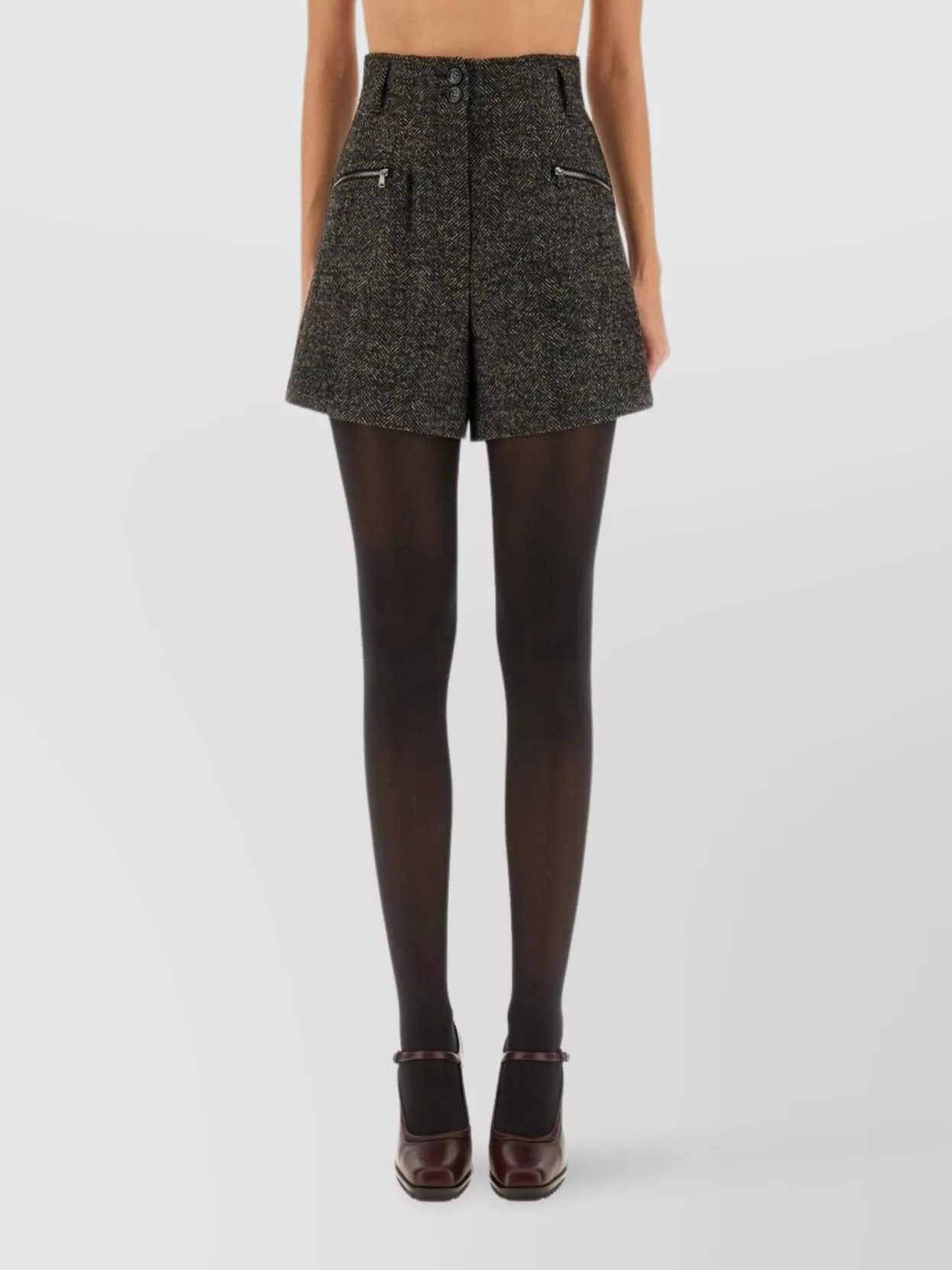Max Mara High Waist Shorts Zip Pockets In Multi