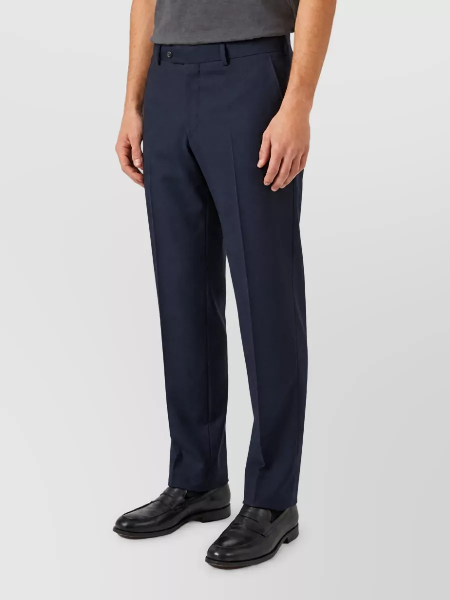 Pt Torino Cotton Wool Herringbone Mid-Rise Relaxed-Leg Tailored Trousers