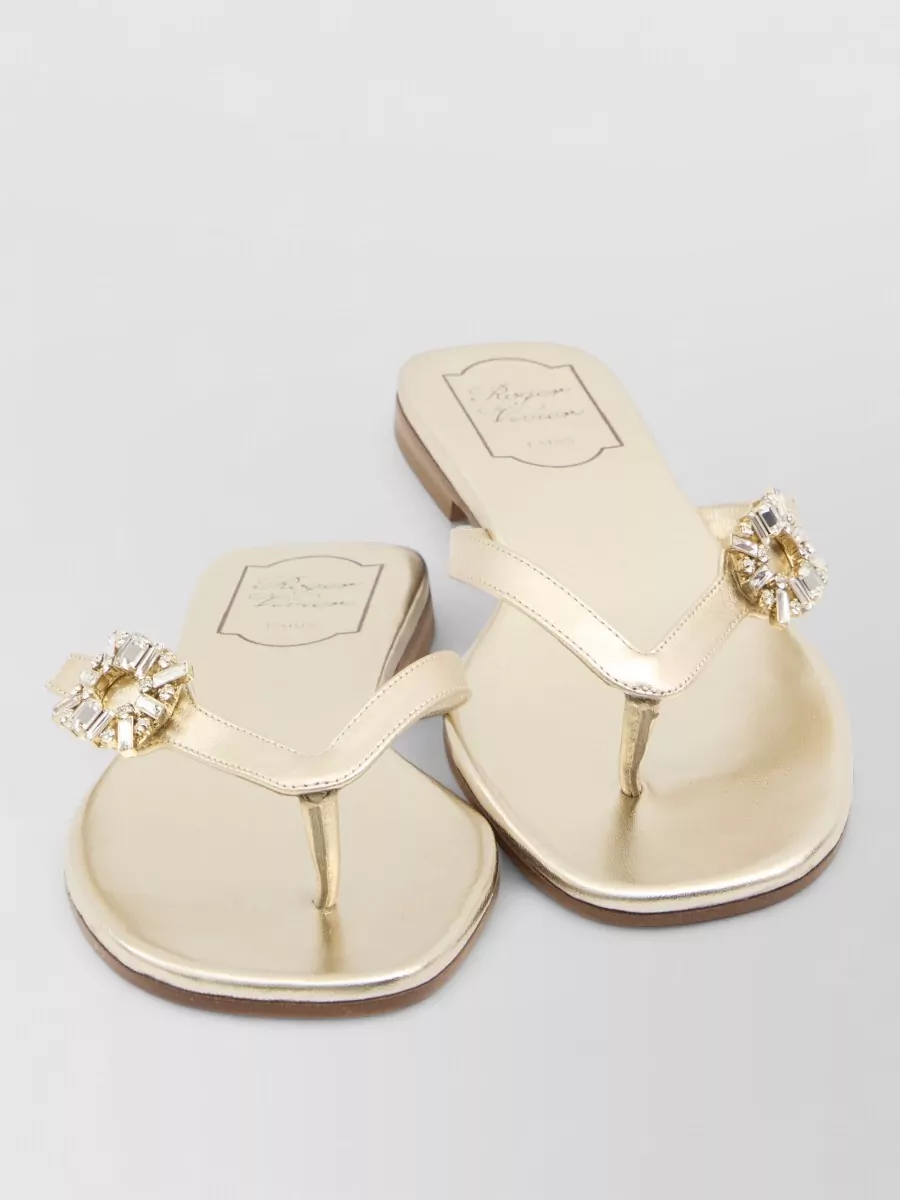 Roger Vivier leather crystal-embellished thong sandals