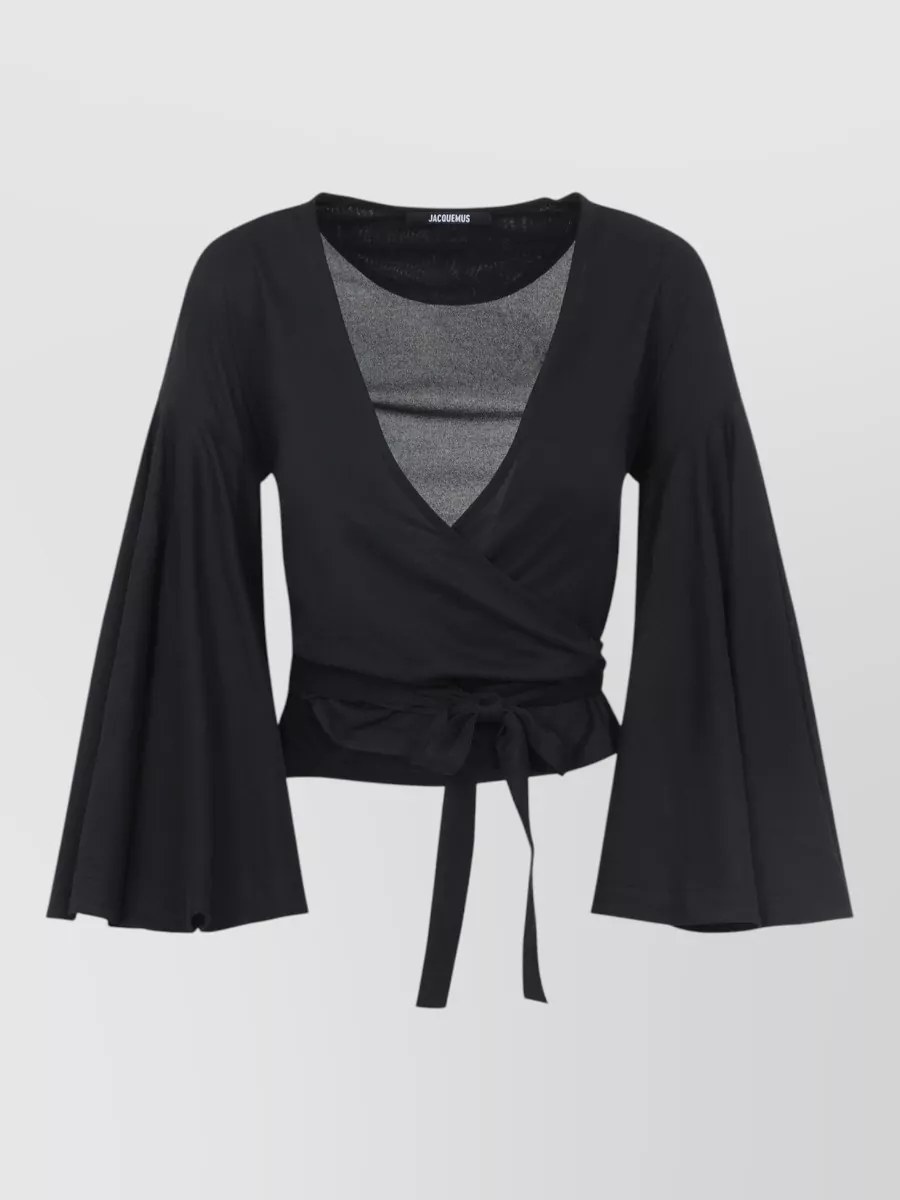 Jacquemus wrap v-neck cropped blouse