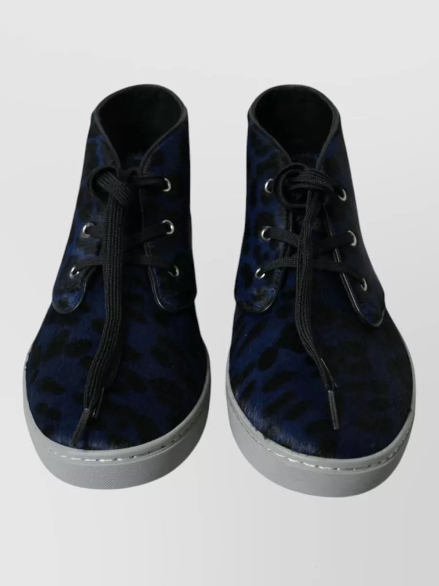 Dolce&Gabbana Calf Hair Leather Leopard-Print High-Top Sneakers