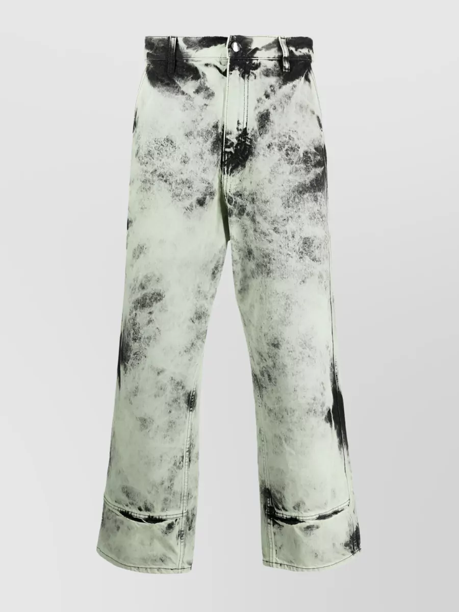 Shop Oamc Bleached Wide-leg Denim Jeans In Pastel