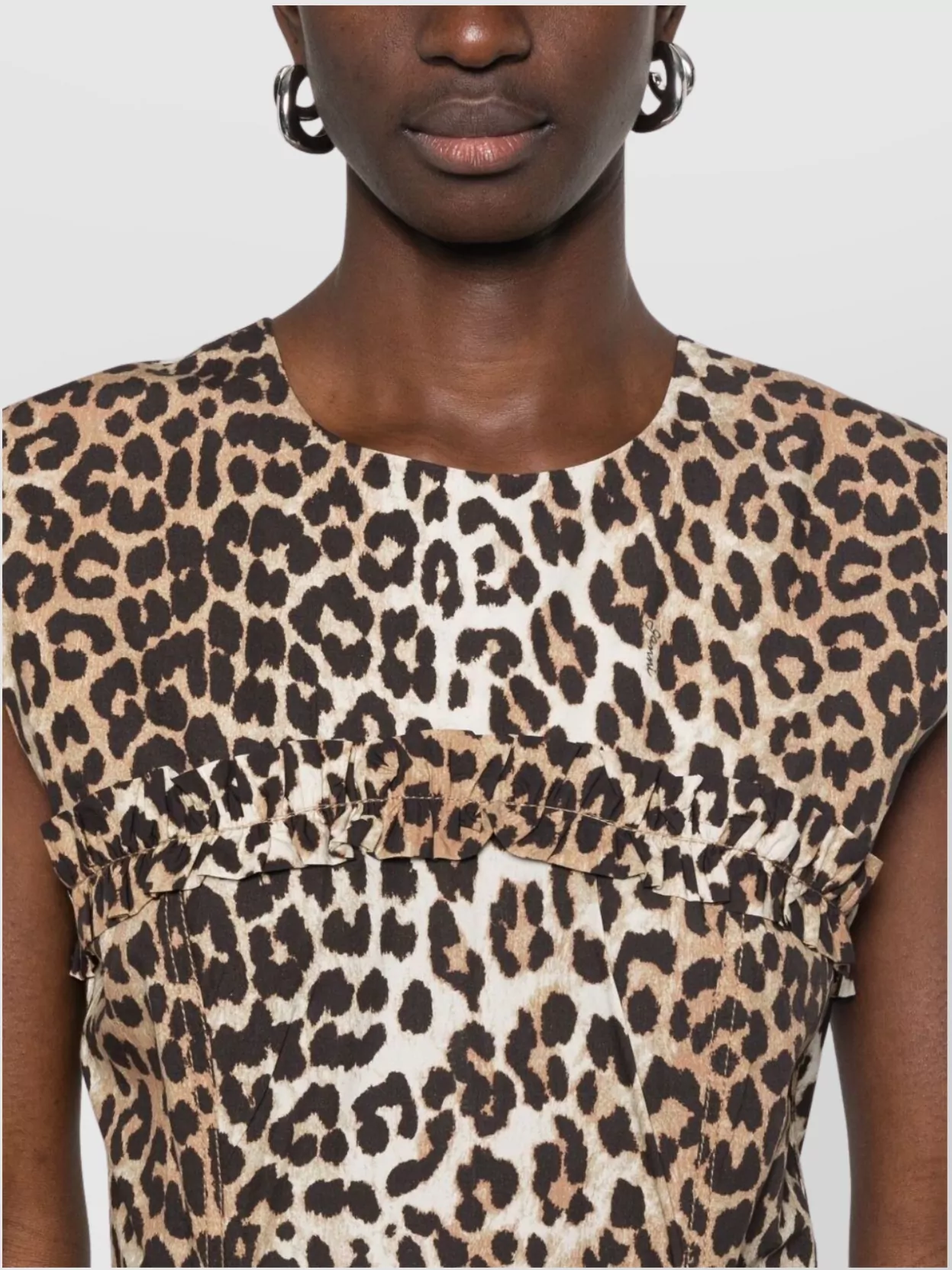 Ganni Animal Print Cap Sleeve Dress