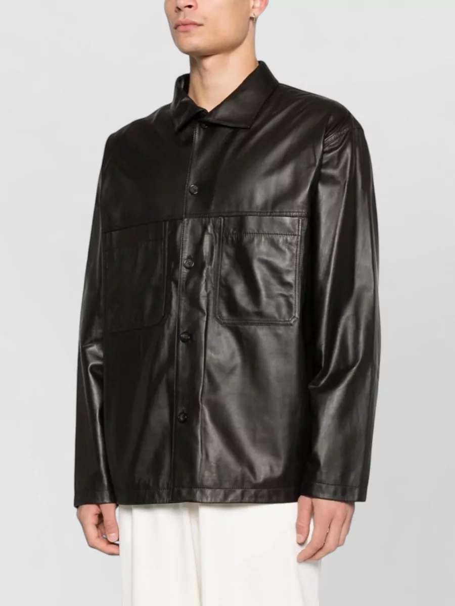 Emporio Armani Leather Jacket Collared Design Front Pockets