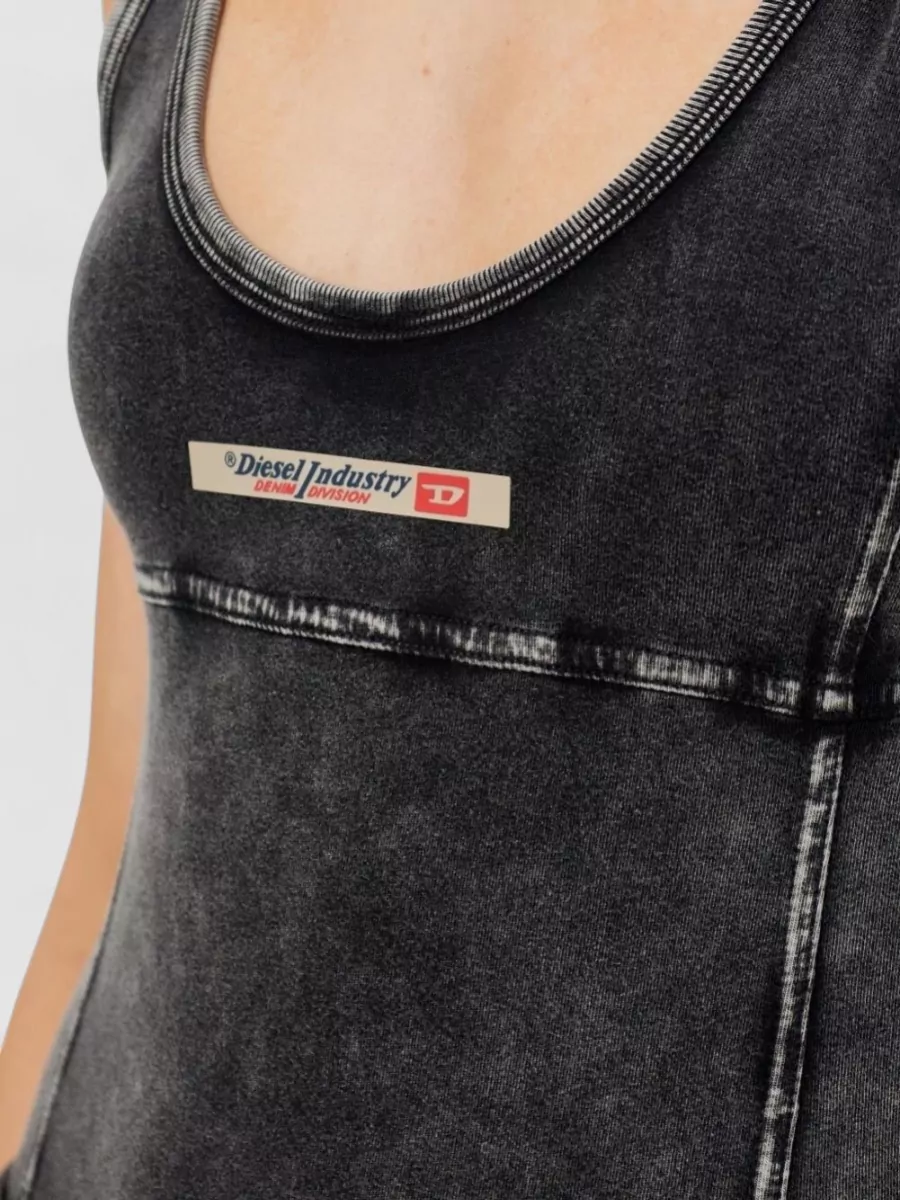 Diesel Bodysuit Contrast Stitching Faded Scoop Neckline