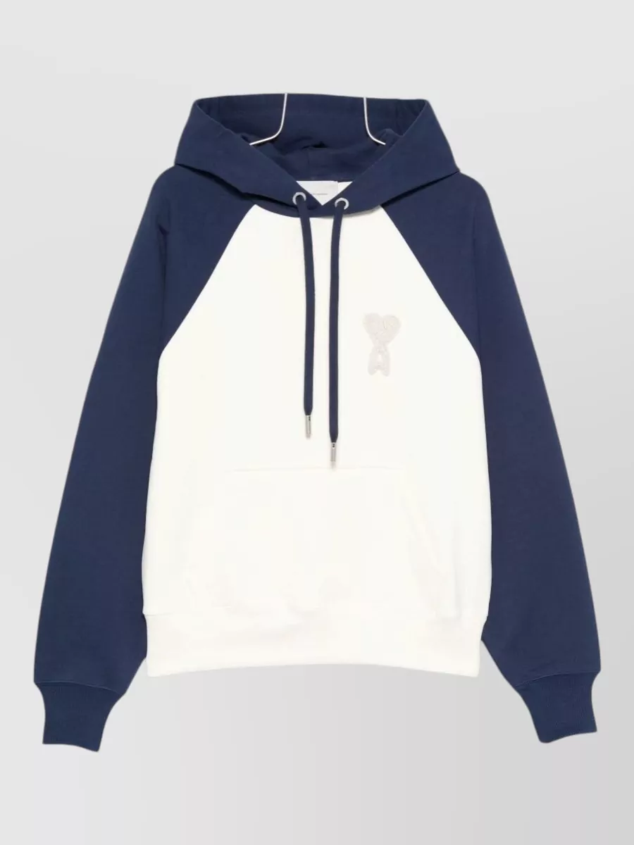 Ami Paris cotton two-tone hooded jacket