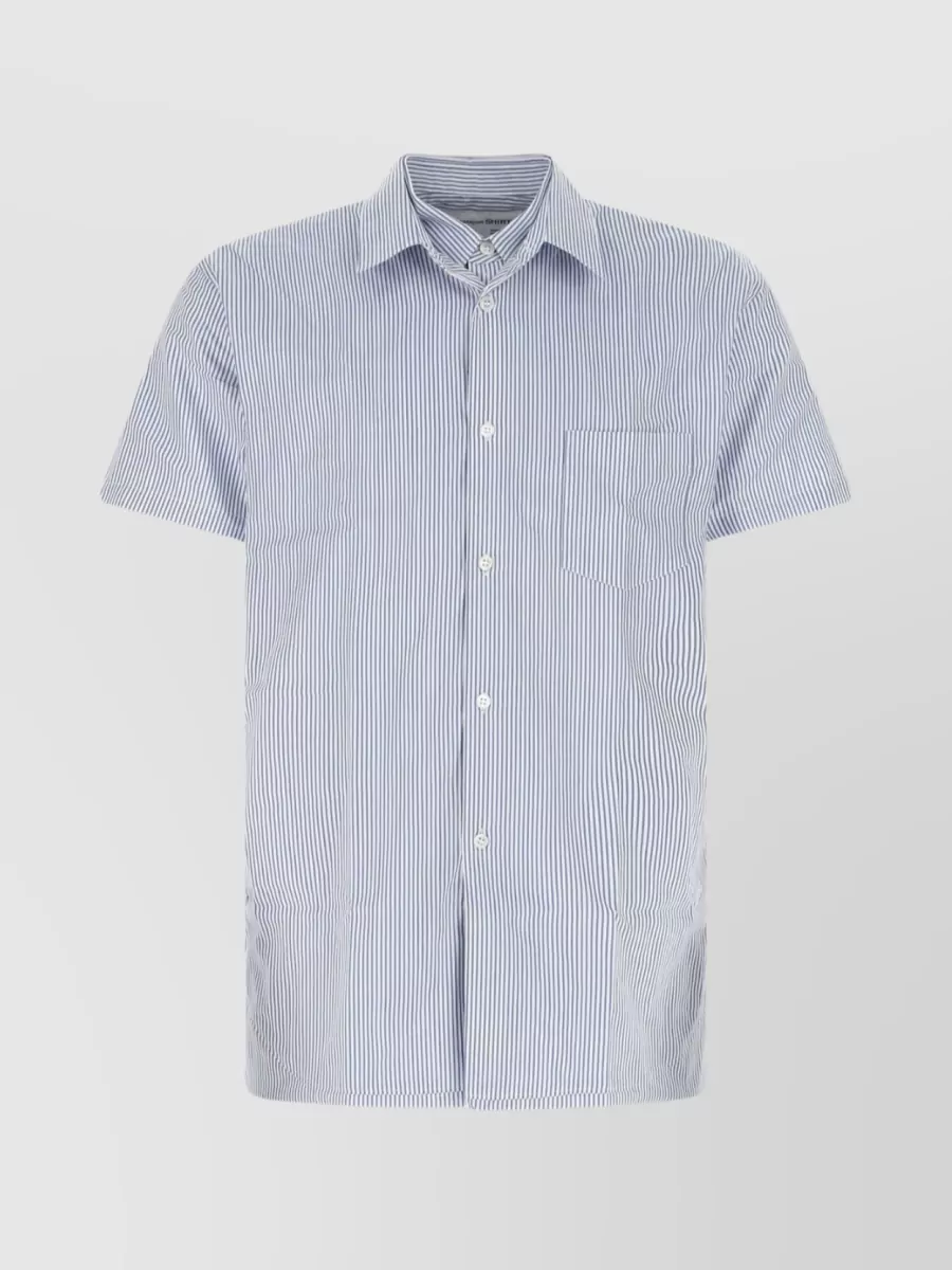 Shop Comme Des Garçons Delicate Embroidery On Cotton Shirt In Blue