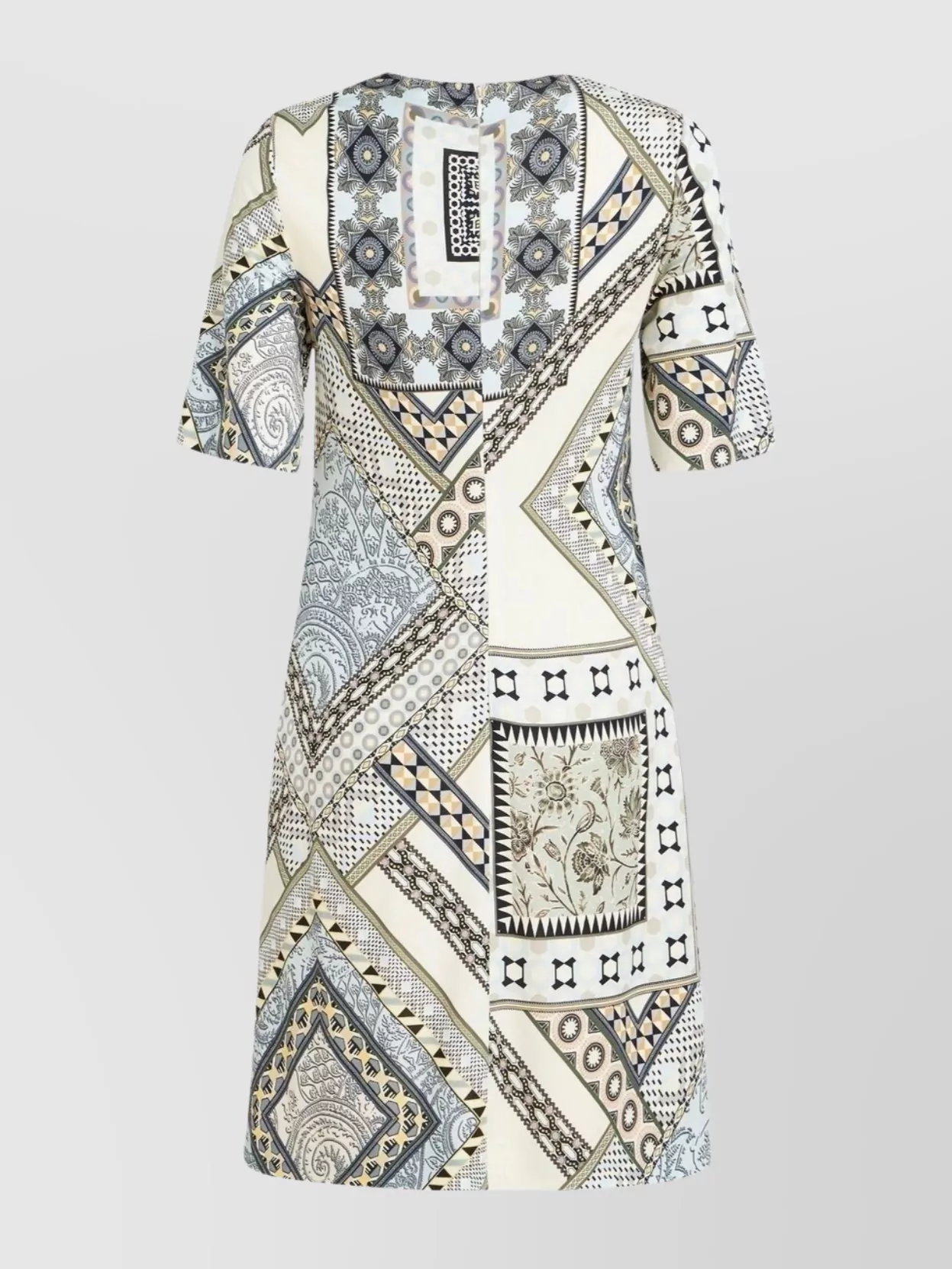 Etro Geometric Pattern Knee-length Dress With Short Sleeves In Black