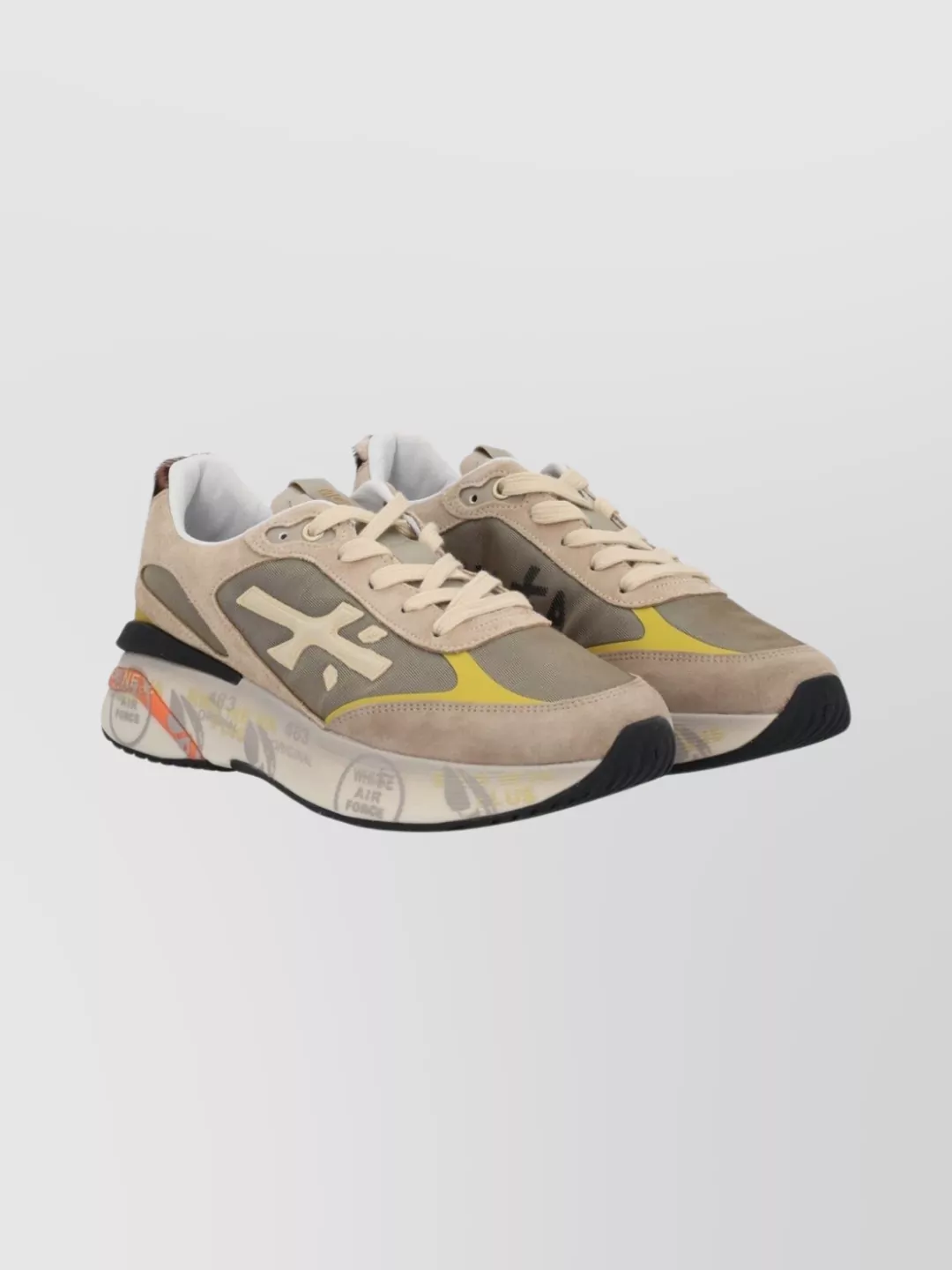 Premiata Multi-Panel Sneakers With Contrast Heel Tab