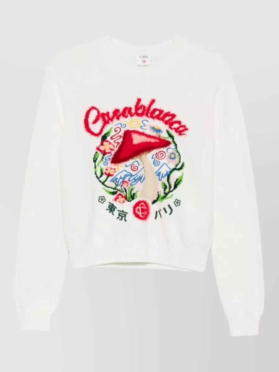 Casablanca cotton mushroom intarsia crewneck sweater