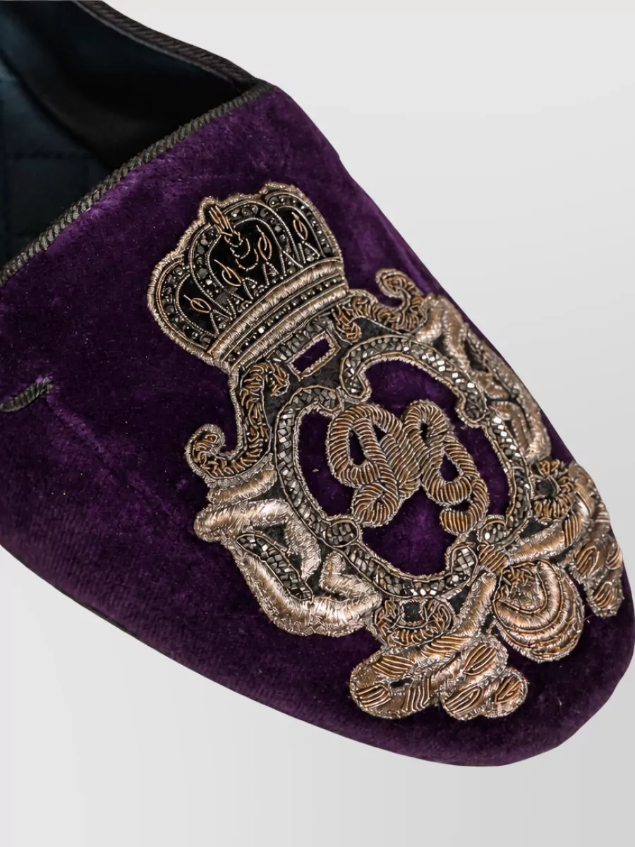 Dolce&Gabbana Leather Velvet Embroidered Loafers