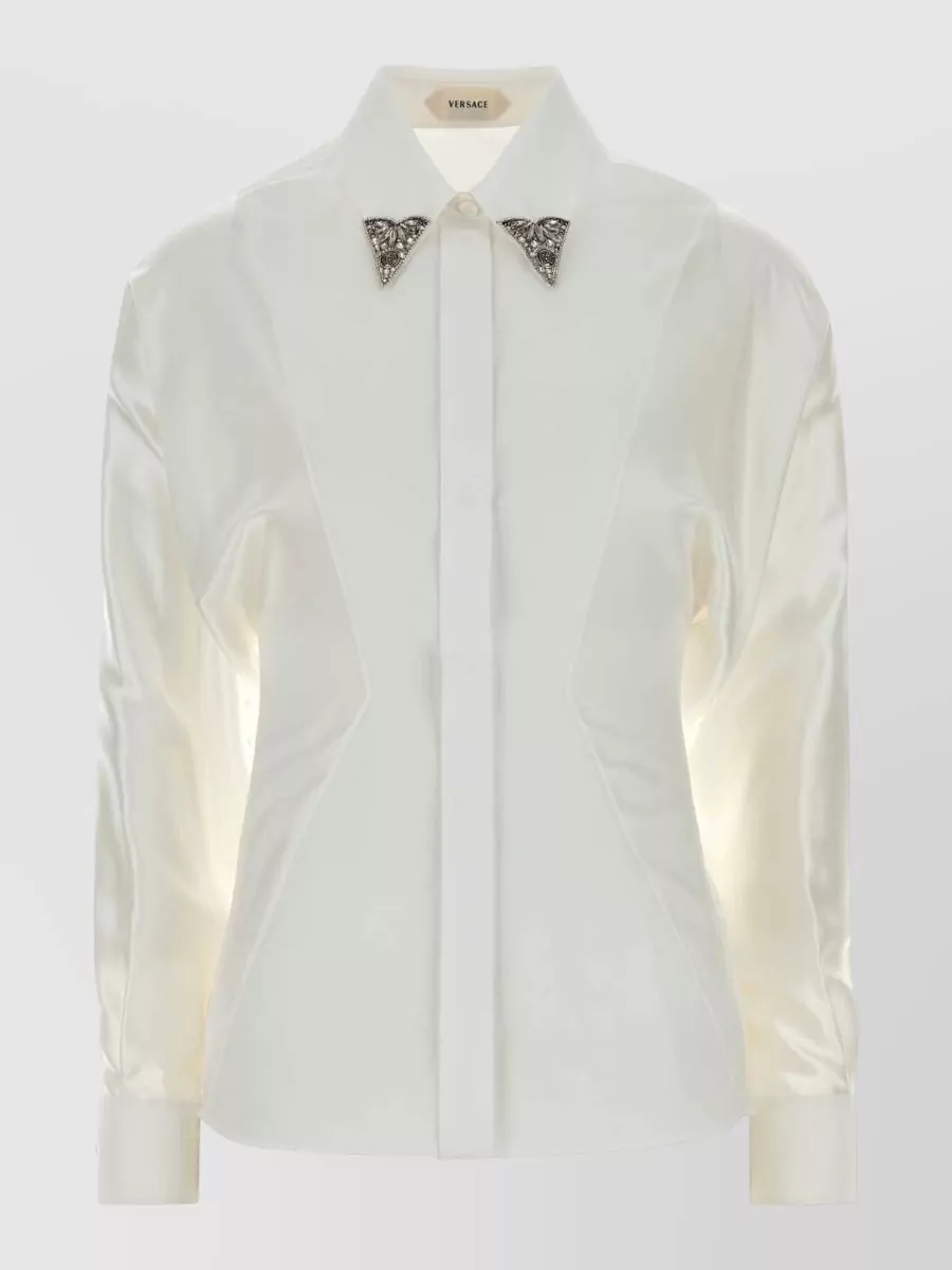 Versace embroidered cotton poplin shirt