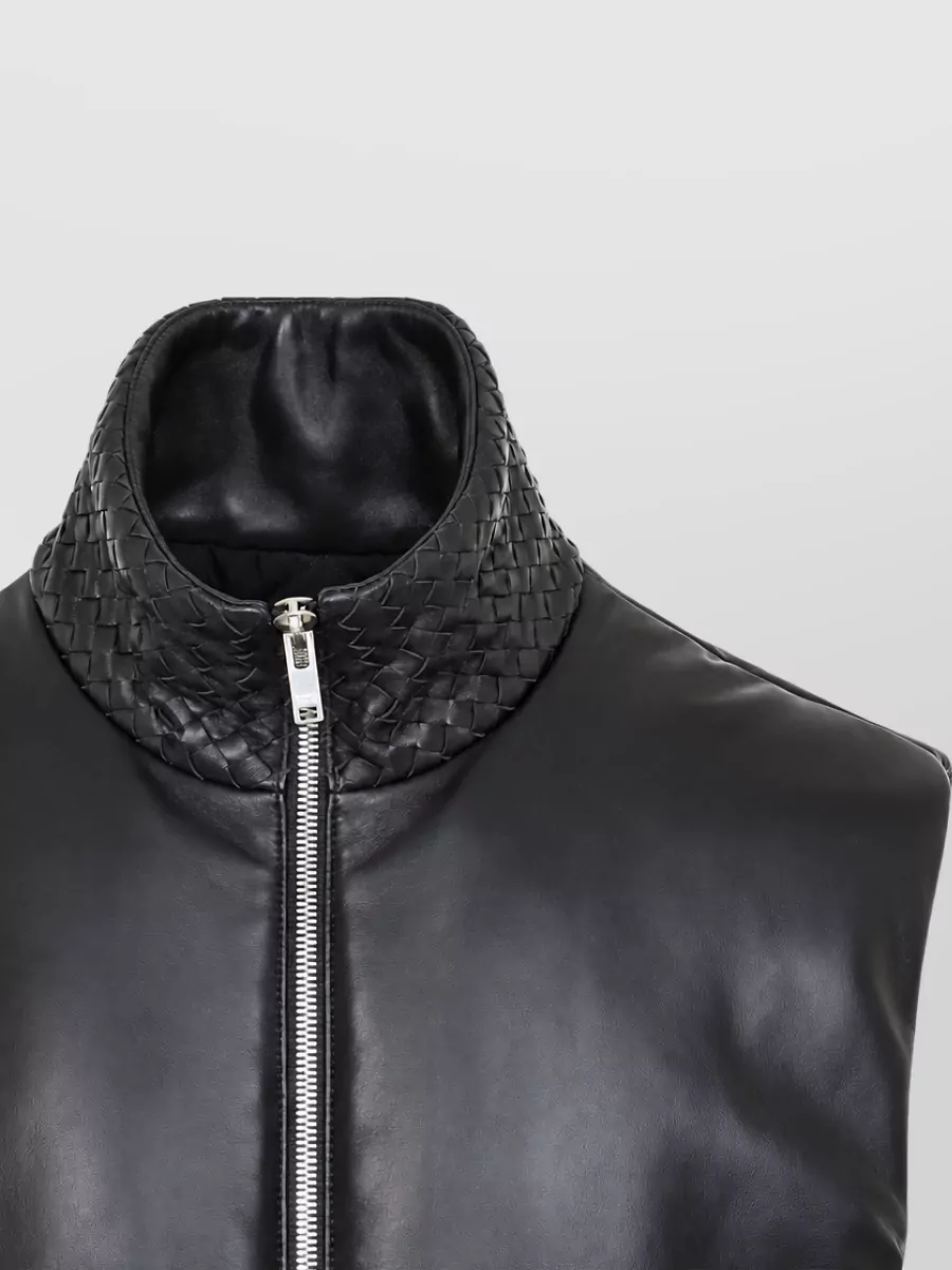 Bottega Veneta Lambskin Padded Funnel Neck Leather Vest