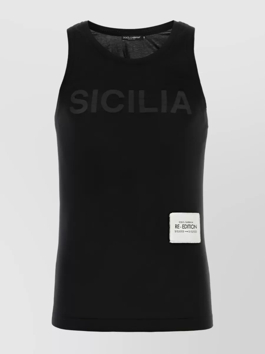 Shop Dolce & Gabbana Logo Patched Cotton Vest In Black