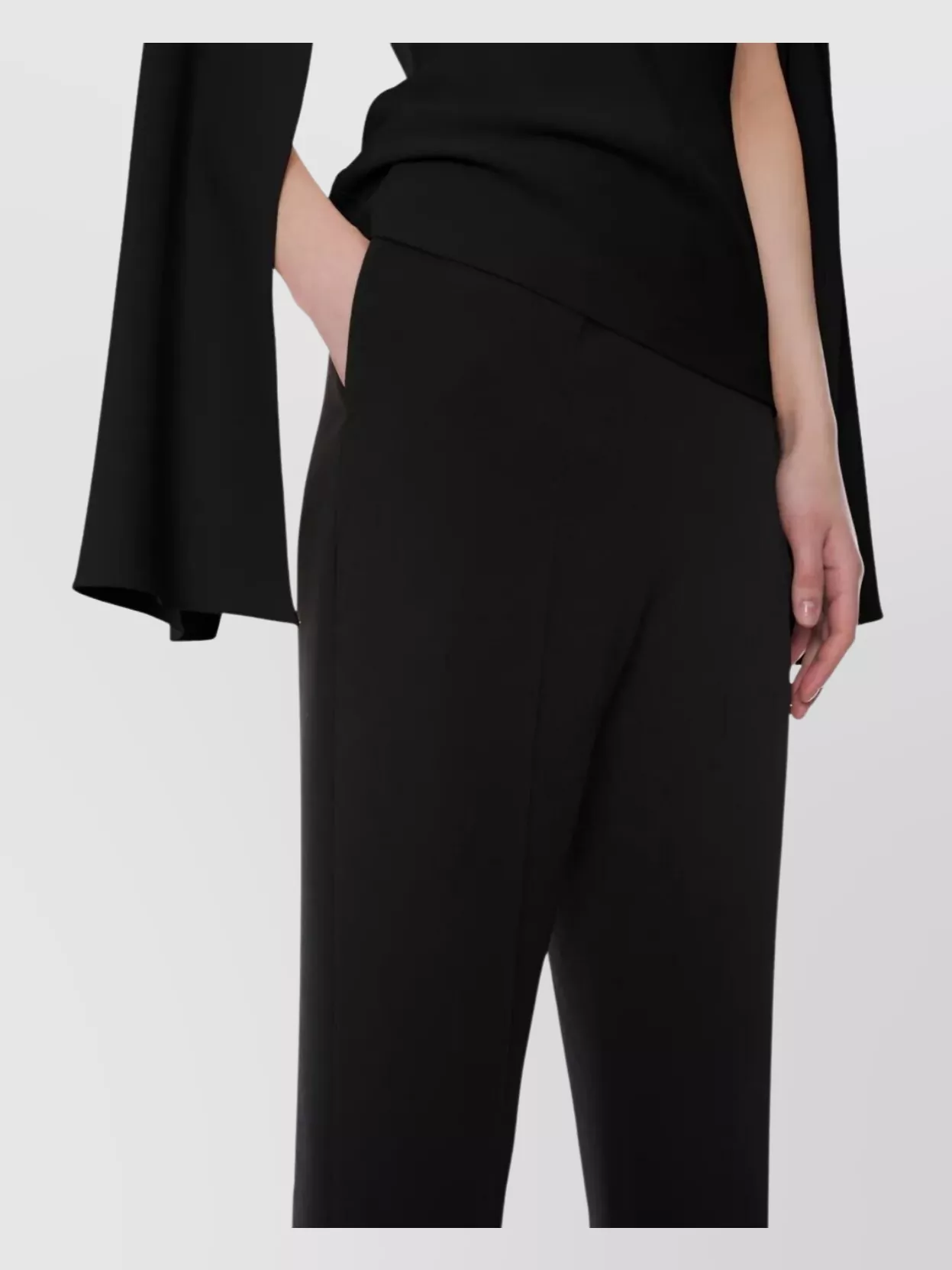 Alberta Ferretti High Waist Straight Leg Trousers With Side Pockets In Blue