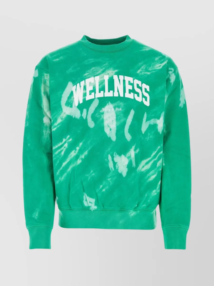 Shop Sporty And Rich Textured Cotton Crew-neck Sweater In Green