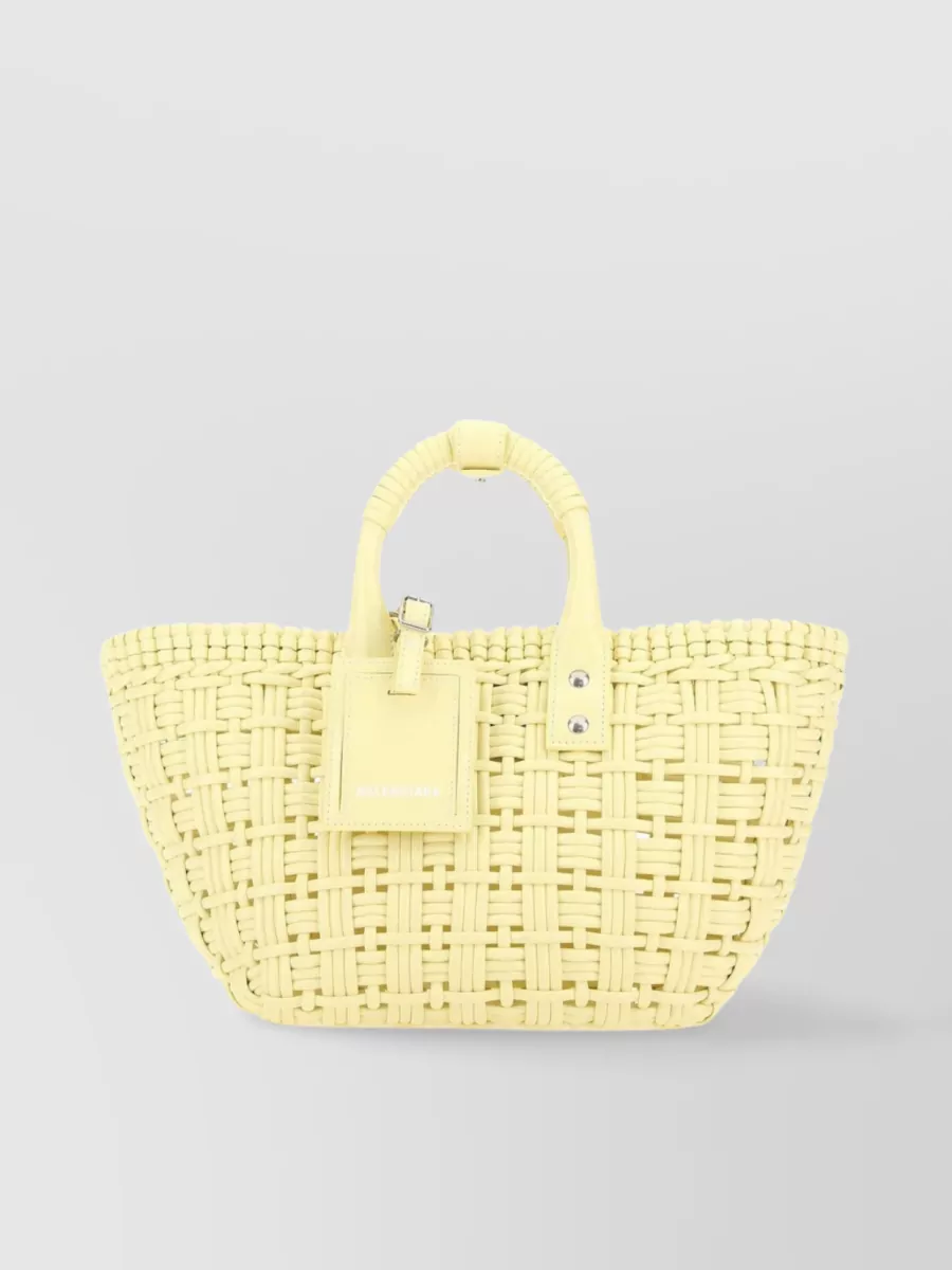 Shop Balenciaga Structured Silhouette Xs Bistro Handbag In Cream