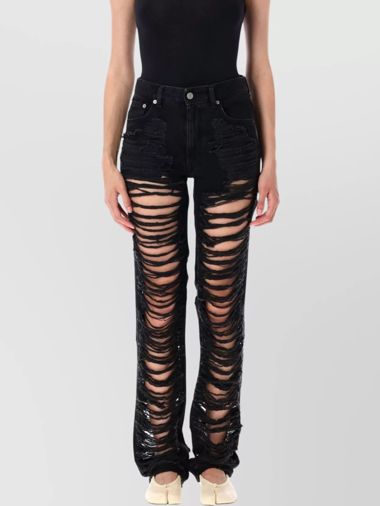 Mm6 Maison Margiela Skinny Denim Distressed Belt Loops