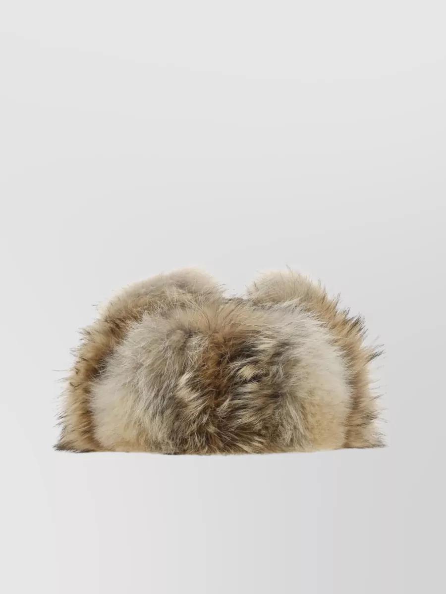 Shop Prada Adjustable Hat With Fur Accents In Cream