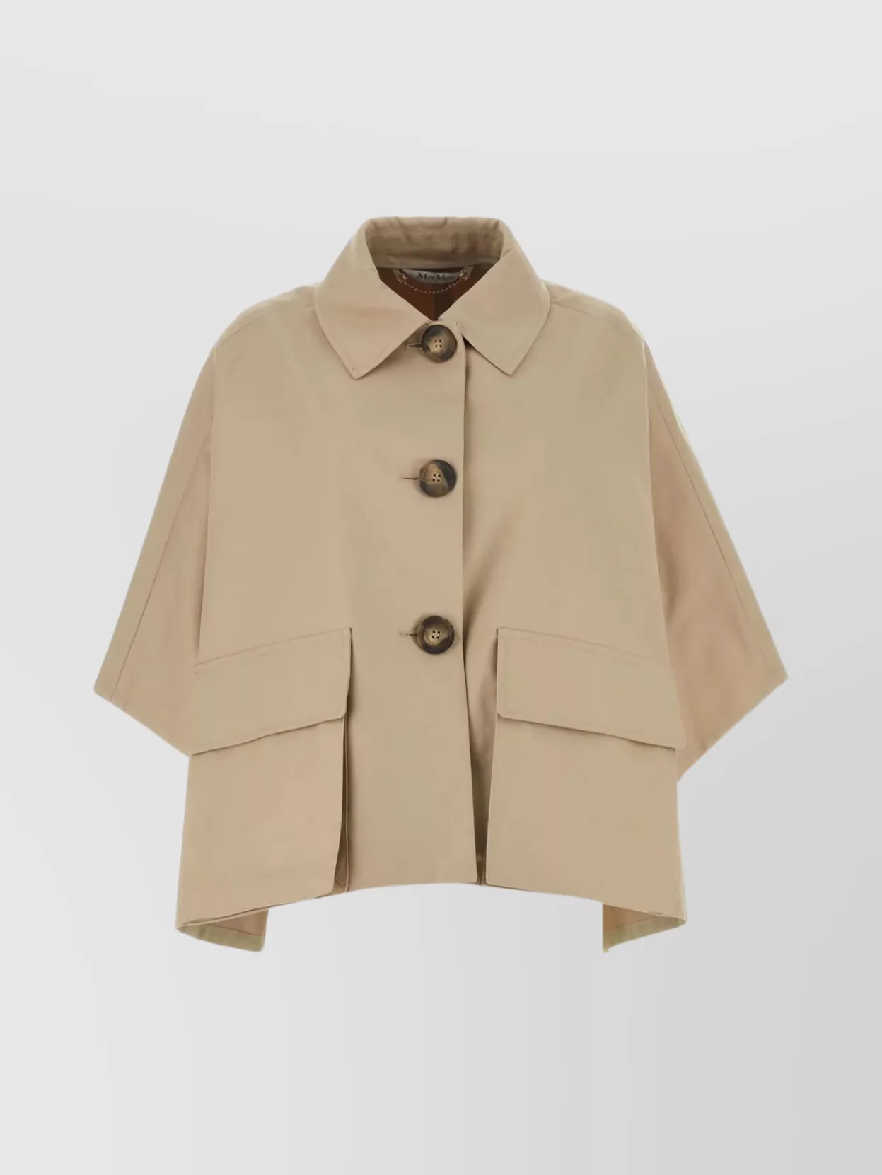 Shop Max Mara Cotton Cape With Wide Sleeves And Pockets