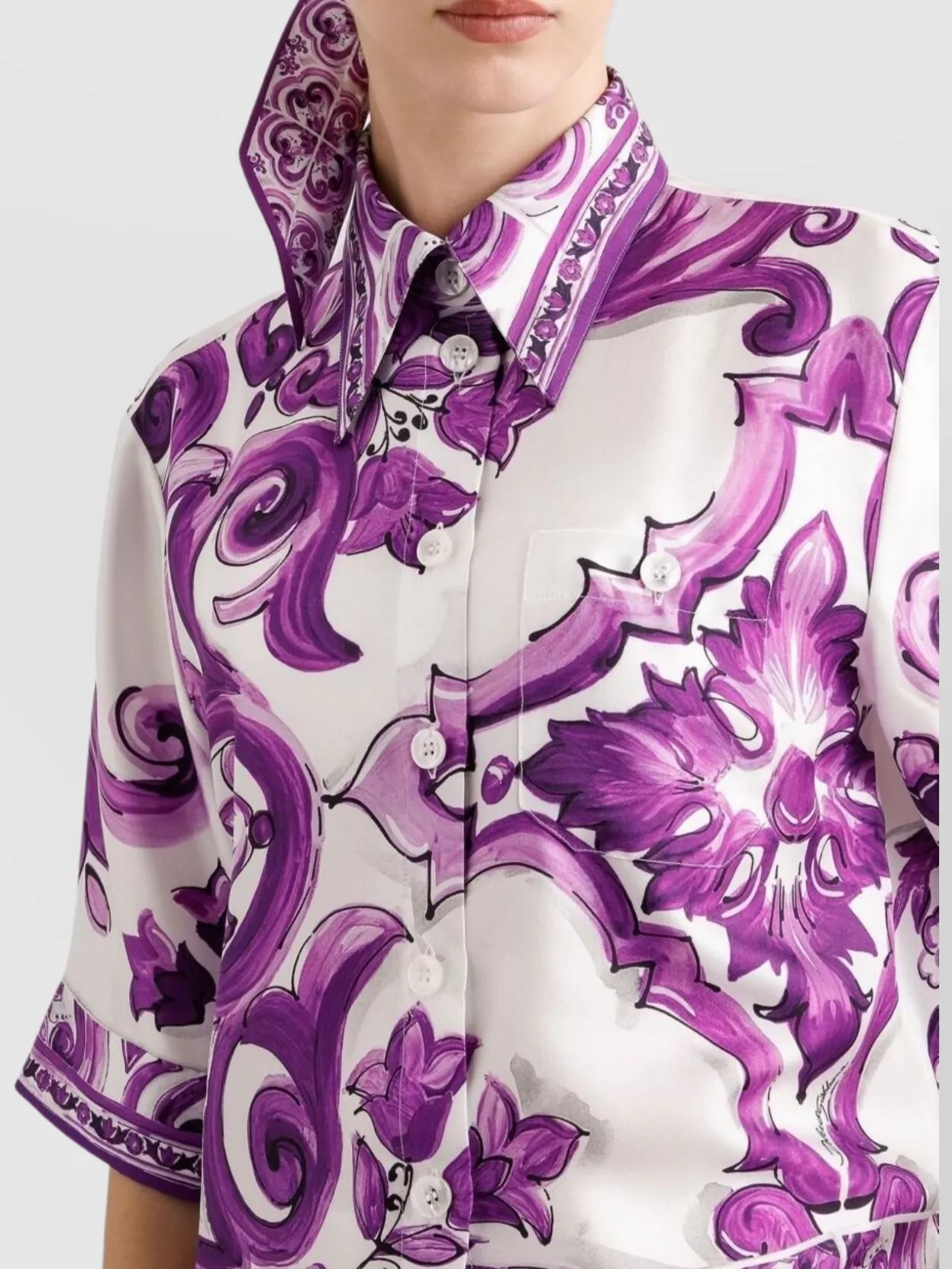 Dolce&Gabbana Majolica Print Silk Shirt