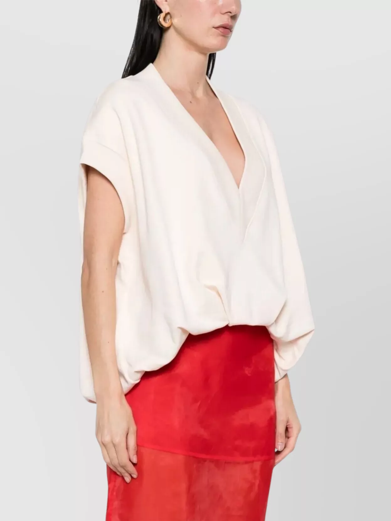 Dries Van Noten V-Neck Cap Sleeve Relaxed Knit Sweater