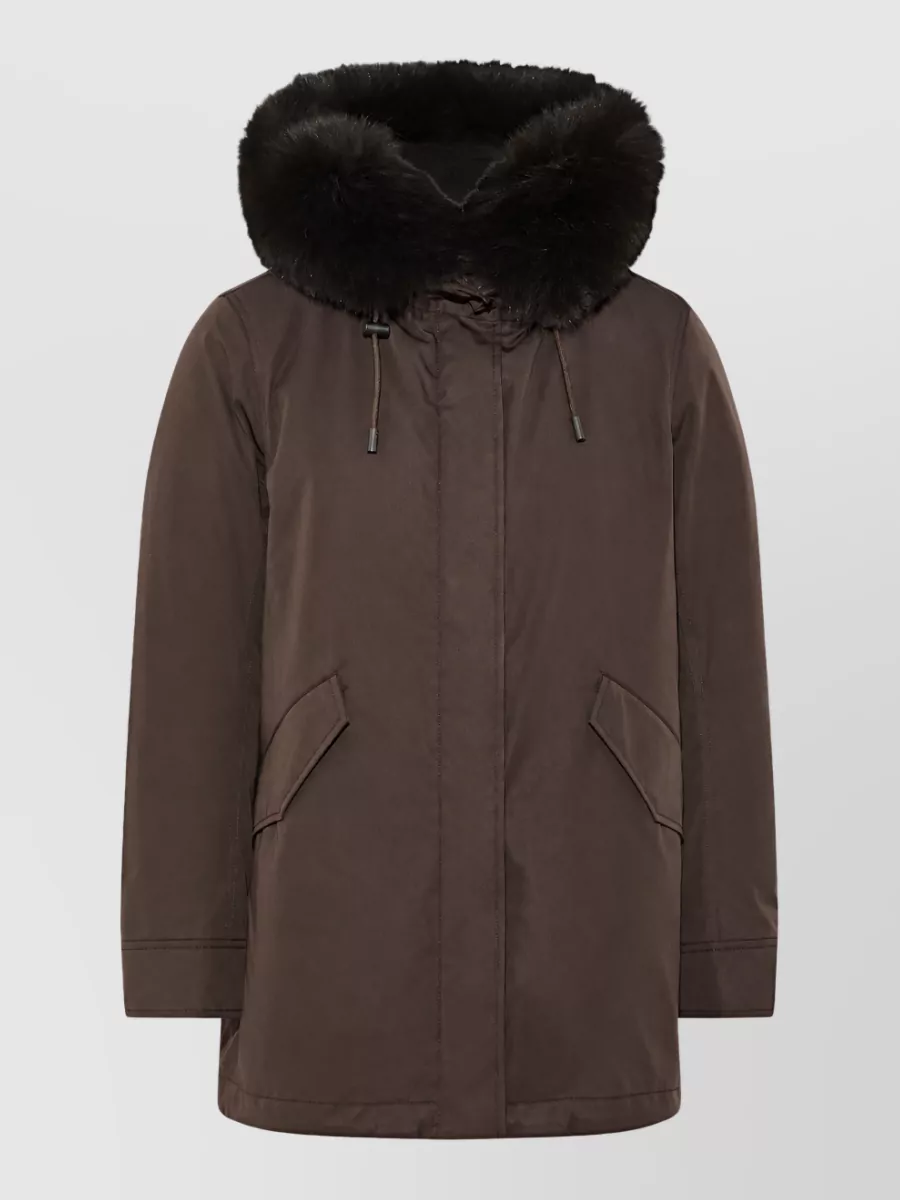 Yves Salomon cotton blend hooded parka jacket