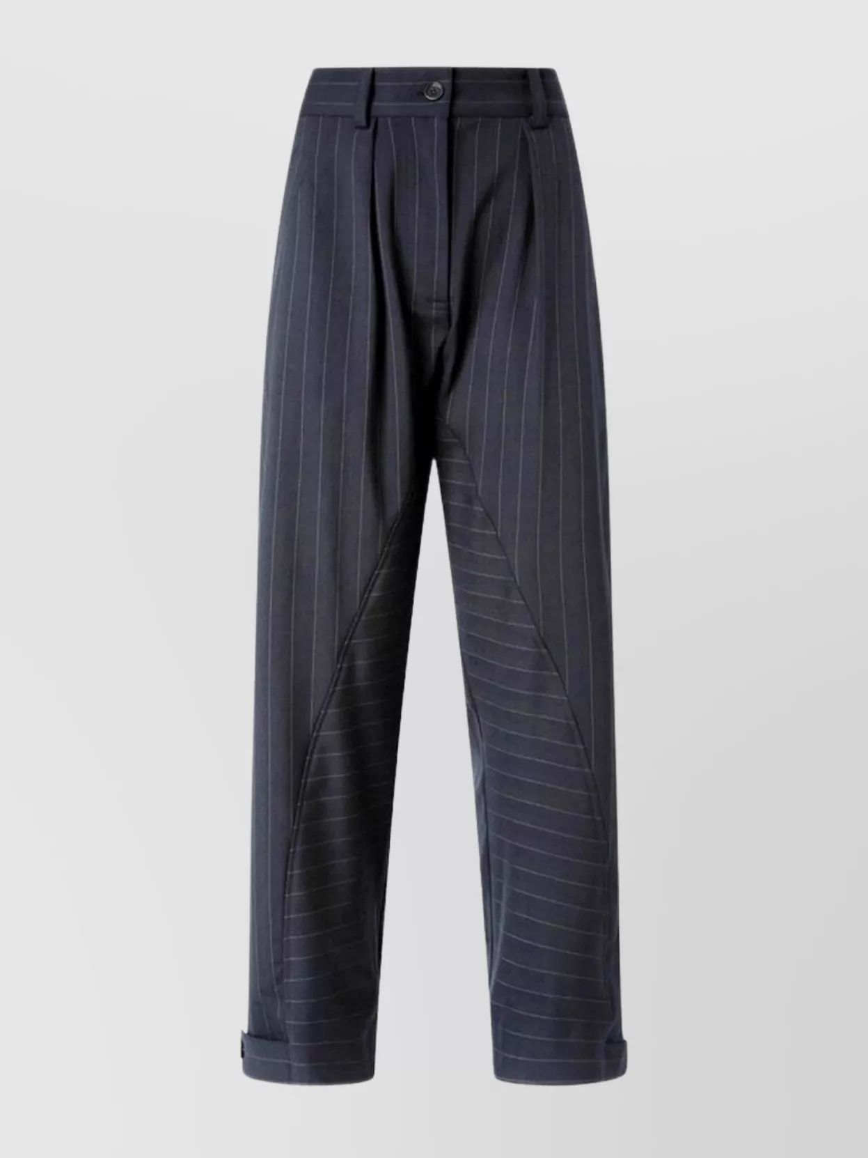 Pinko Wide Leg Pinstripe Trousers Pleated Front In Gray