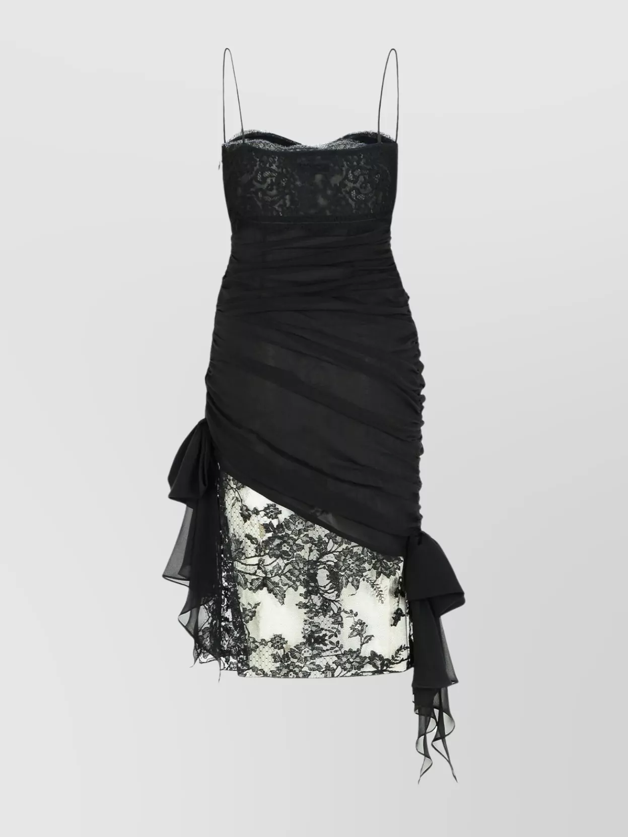 Alessandra Rich Silk Mini Dress Lace Overlay