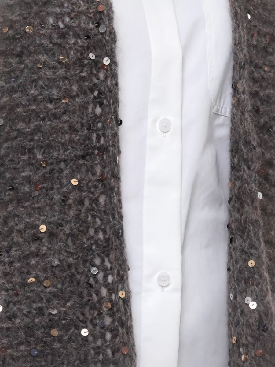 Panicale Mohair Alpaca Short-Sleeve Cardigan
