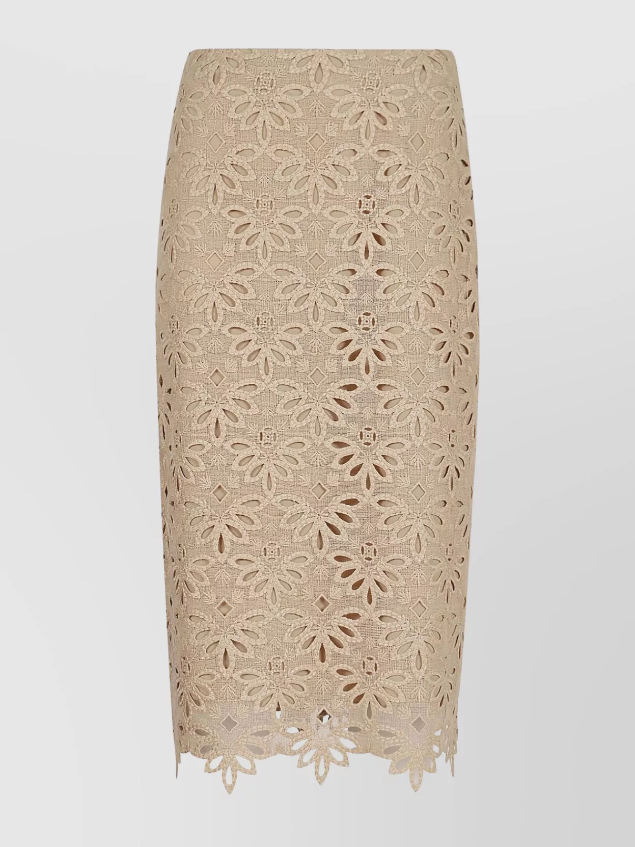 Shop Ermanno Scervino Lace Floral Pattern Scalloped Hem Skirt