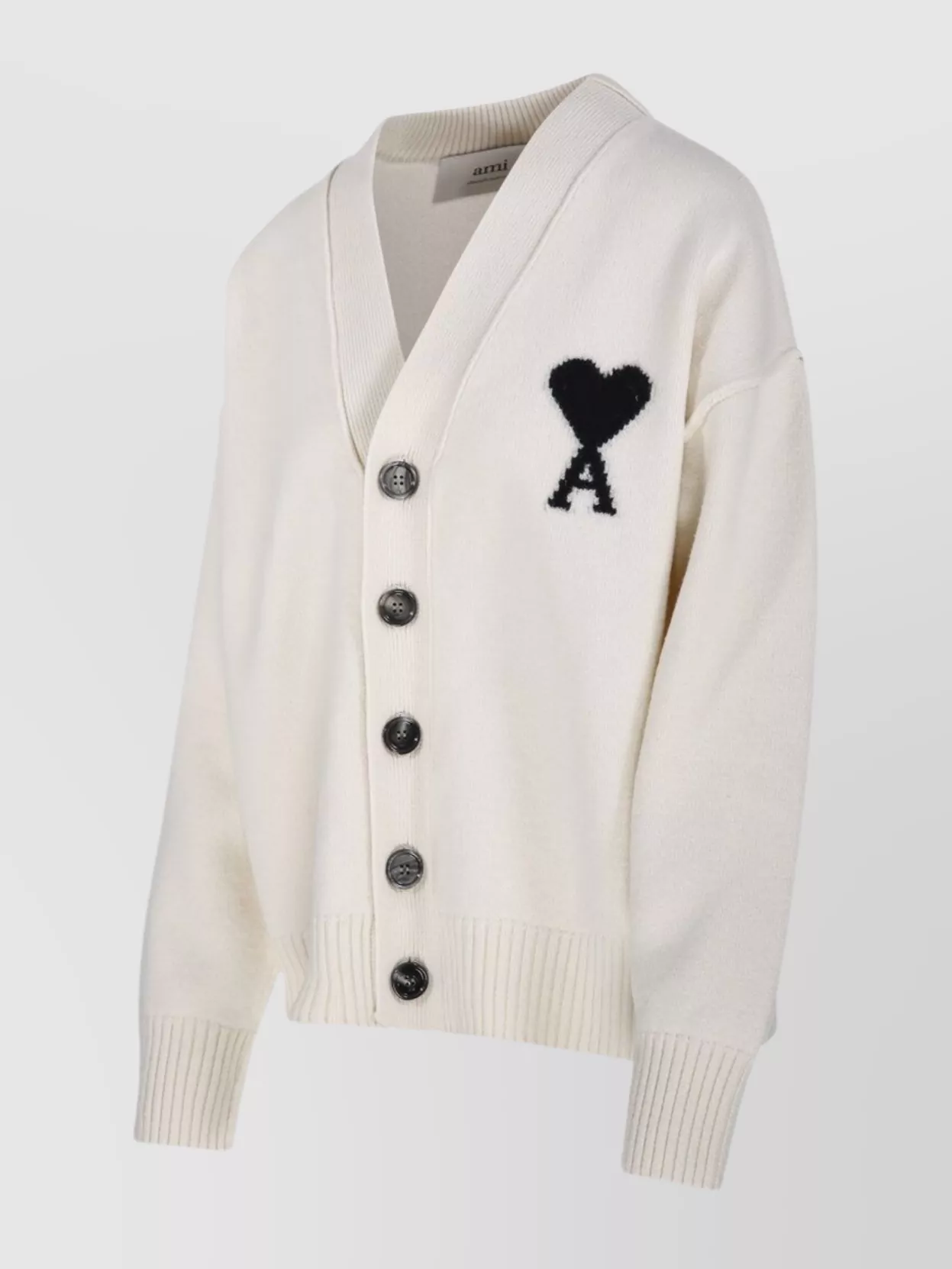 Ami Paris Felted Merino V-Neck Cardigan
