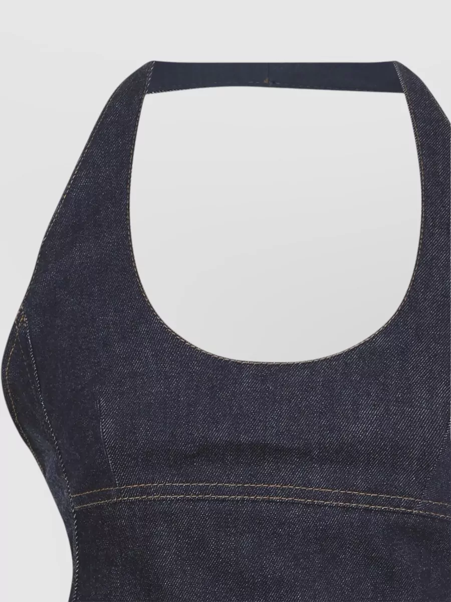 Jacquemus Halterneck Denim Top Contrast Stitching Detail