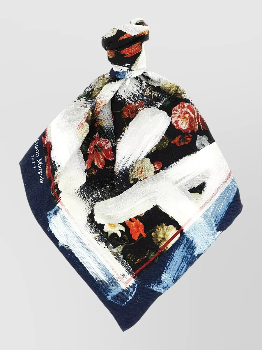 Maison Margiela Silk Floral-Print Square Scarf