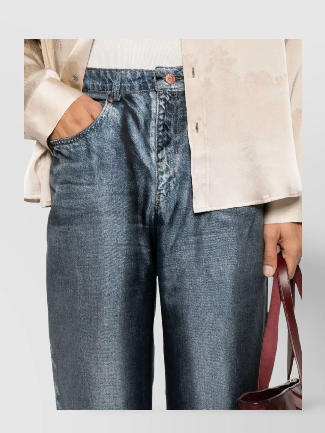 Pierre Louise Mascia Wide-Leg Silk Trousers With Faded Effect