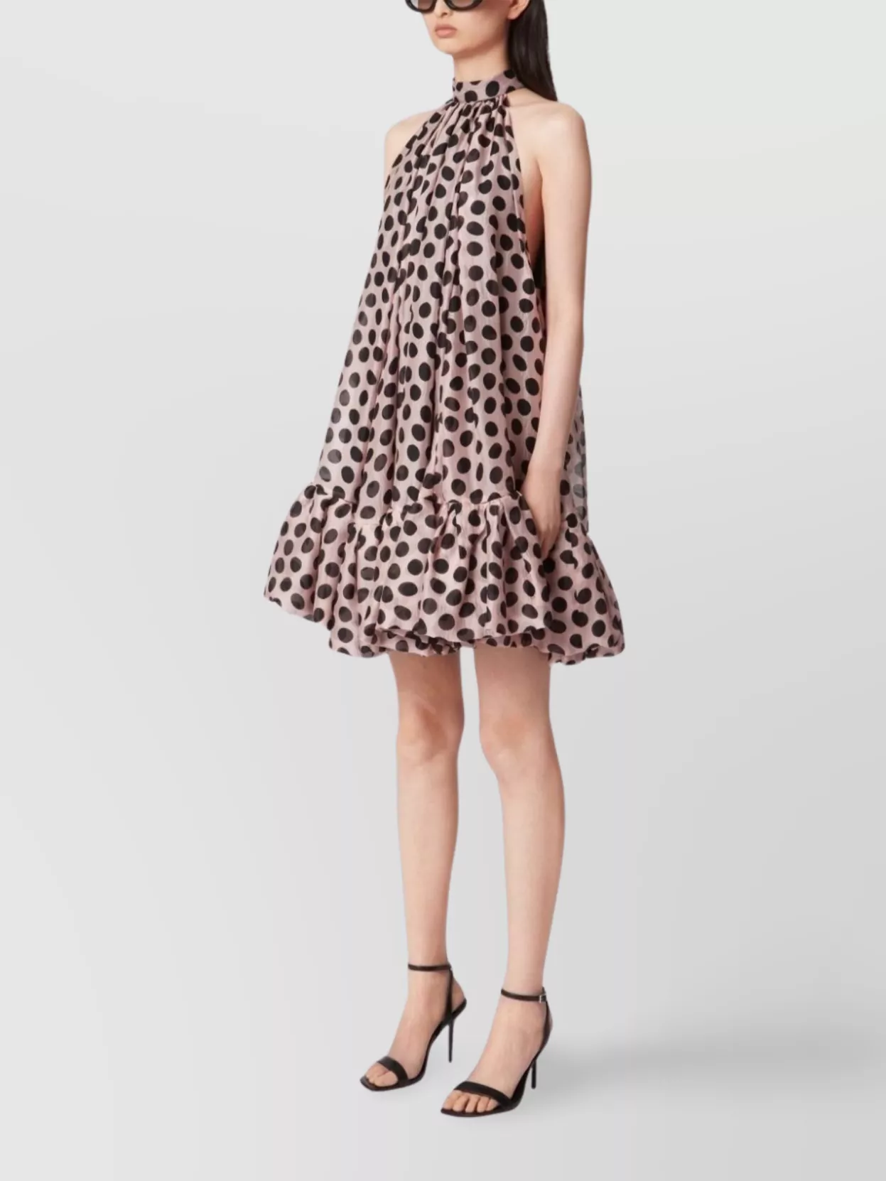 Nina Ricci Halterneck Peplum Hem Polka Dot Dress