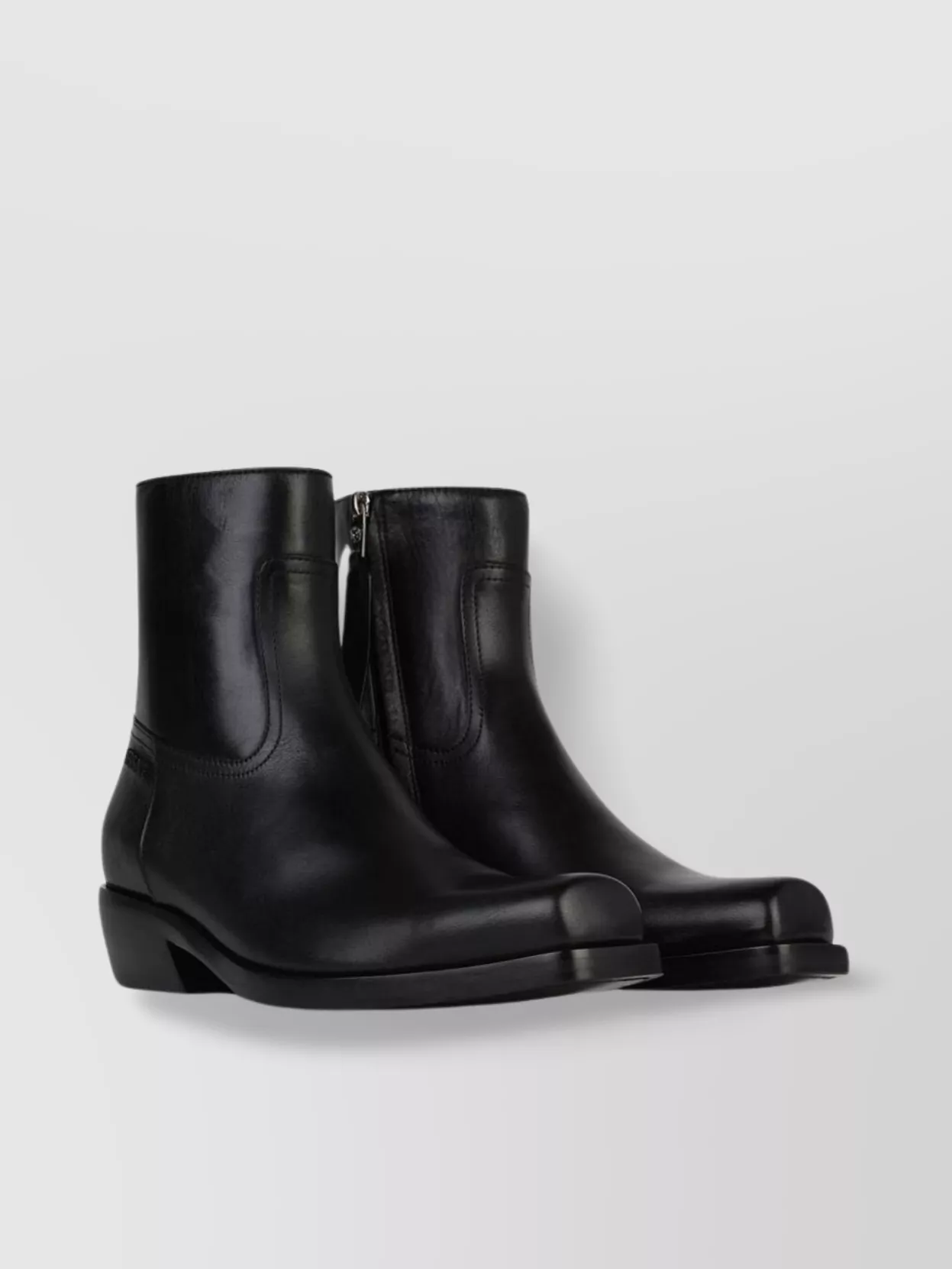 Versace Leather Ankle Boots Metallic Accent In Black