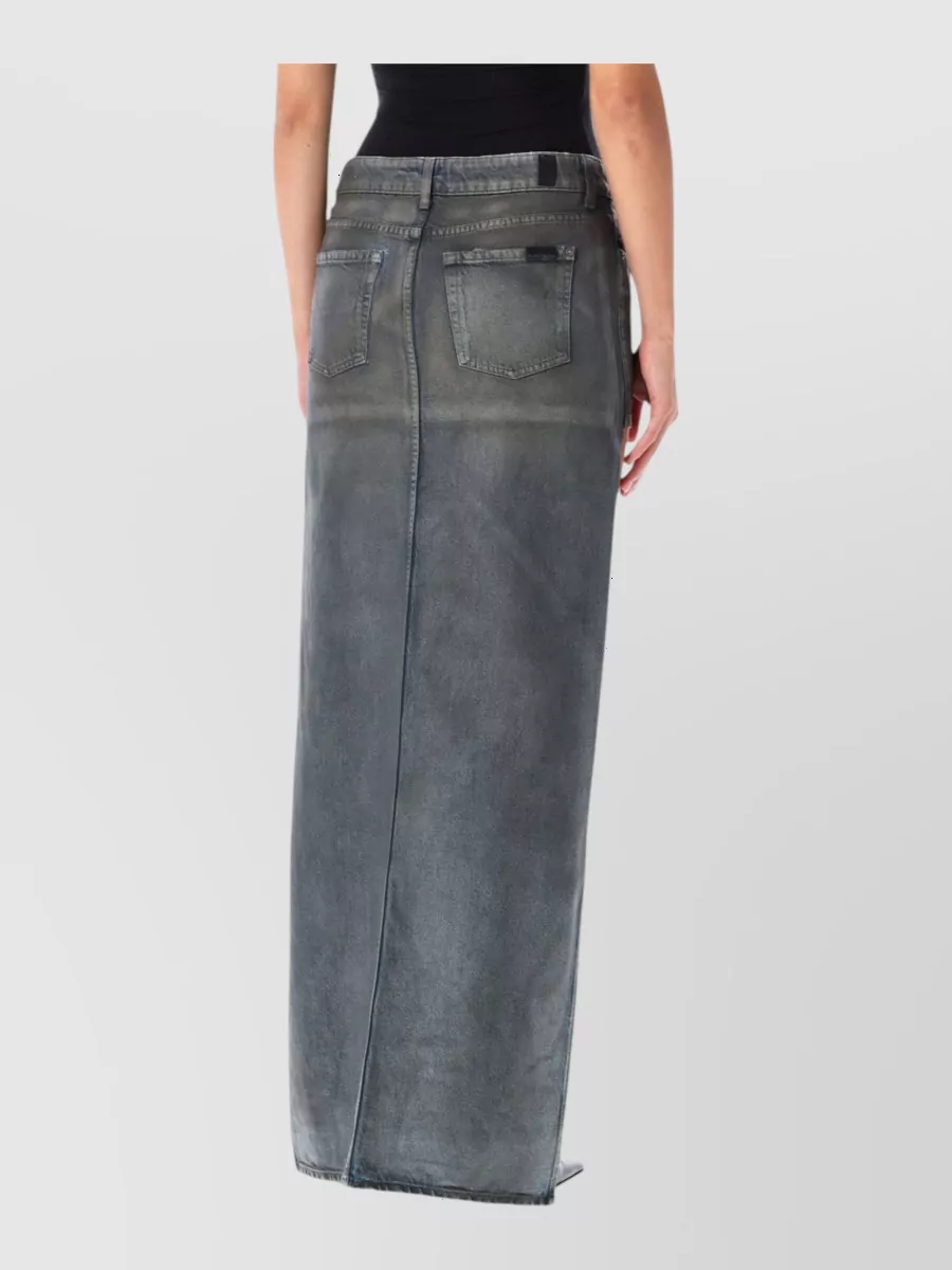 7 For All Mankind Denim Asymmetric Low-Rise Mini Skirt