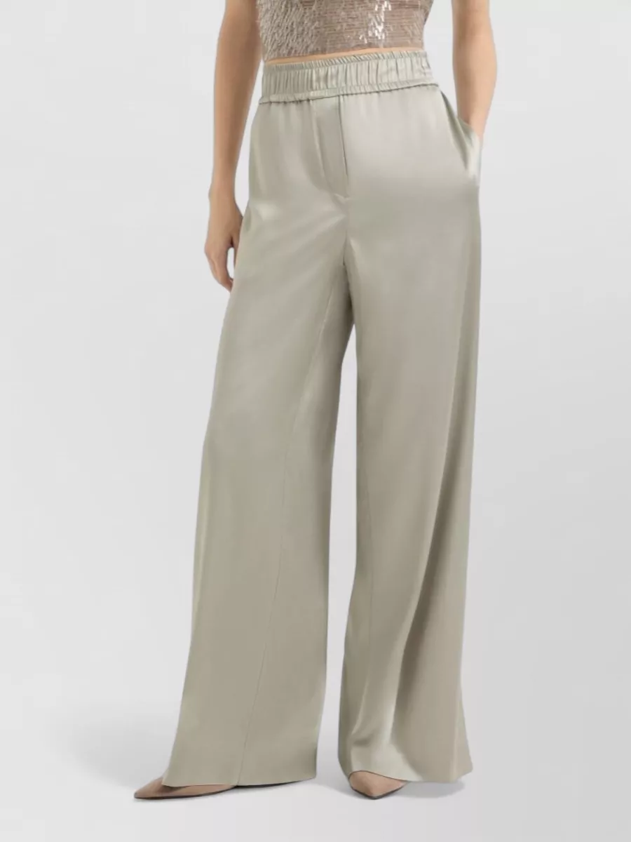 Brunello Cucinelli Silk High-Rise Wide-Leg Trousers