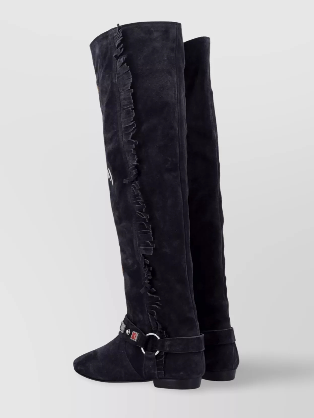 Isabel Marant Suede Embroidered Fringe Over-The-Knee Boot